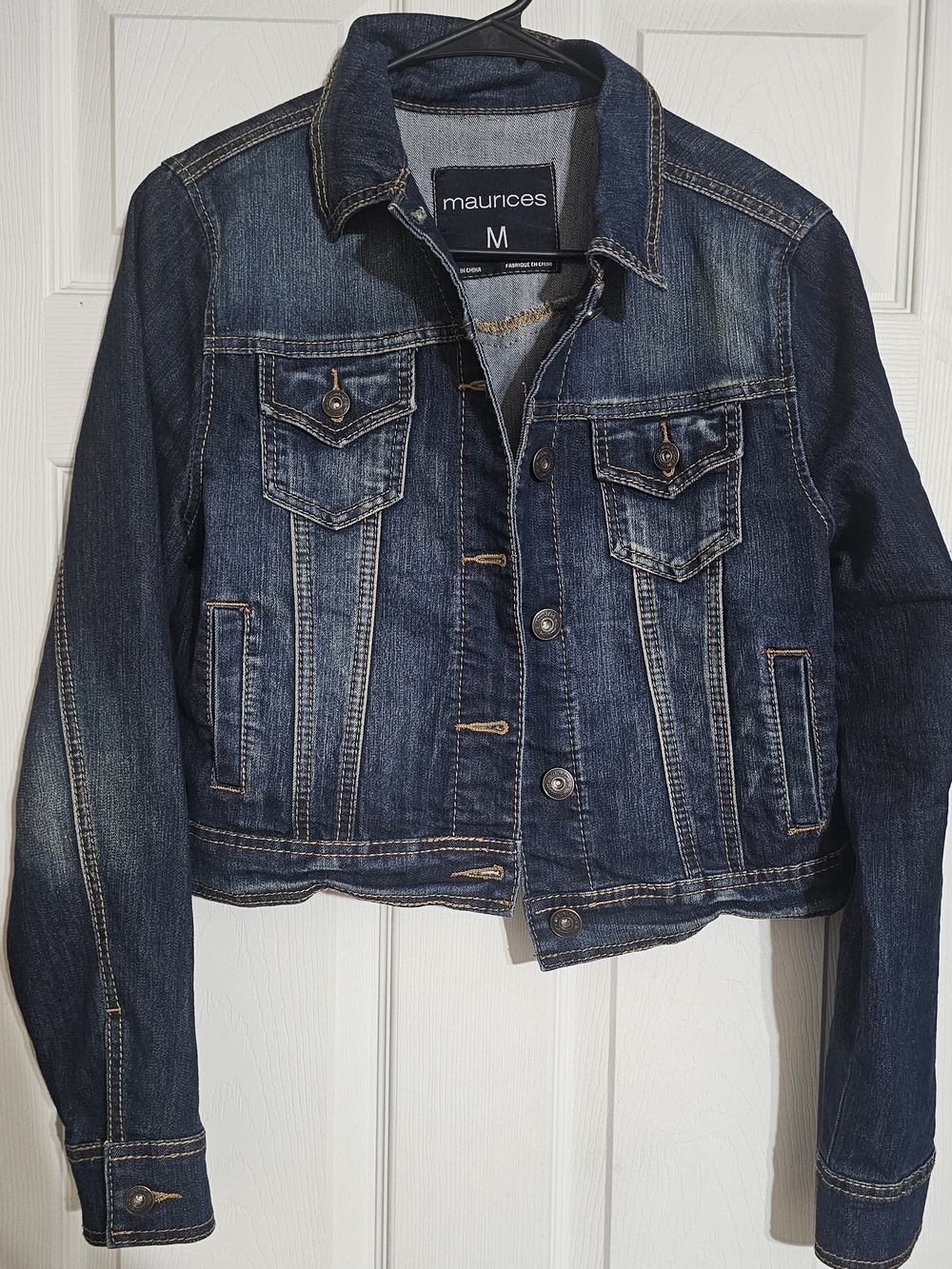 Maurices Dark Blue Distressed Denim Jacket